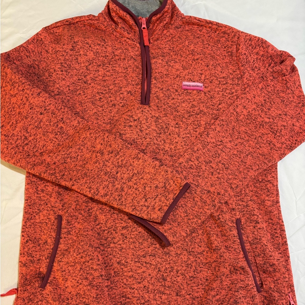 Simply Southern Orange and Purple Sweatshirt Cozy Quarter-Zip Top
